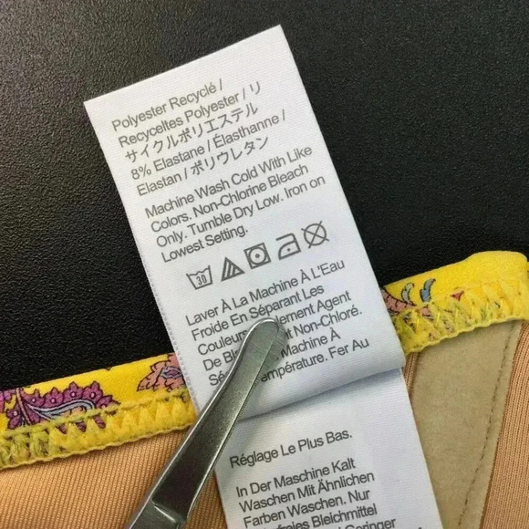 Reimagined by J Crew Womens Large Bikini Swin Top Gold Floral Print Extra Strap - Picture 7 of 11